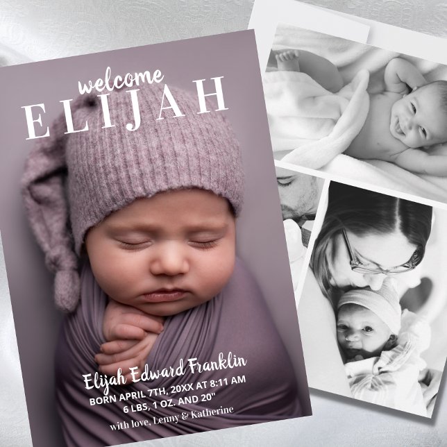 Welcome Baby Photo Collage Birth Announcement Meddelande (Skapare uppladdad)