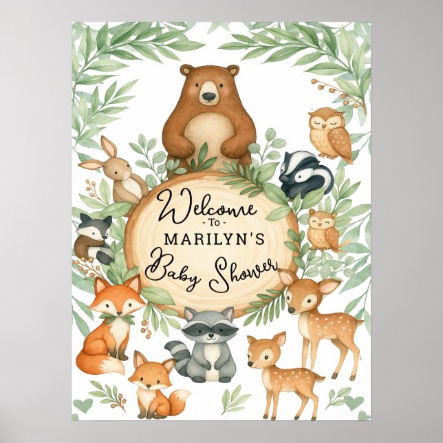 Welcome Baby Shower Baby Animals Poster (Framsidan)