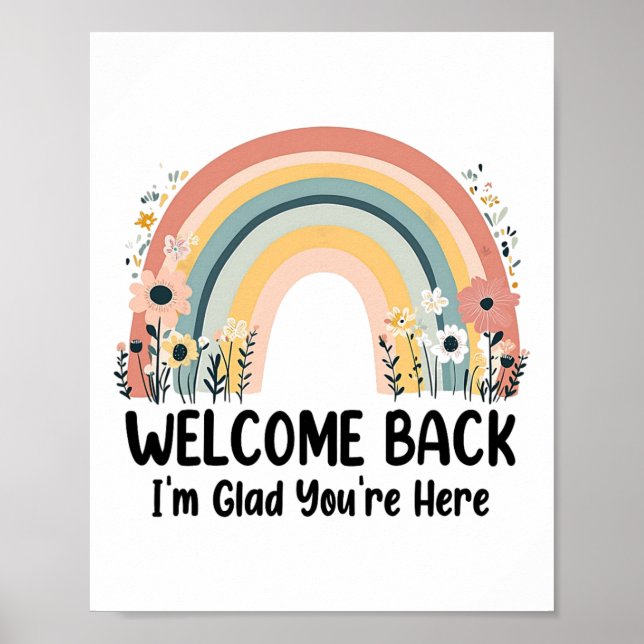 Welcome Back I'm Glad You're Here Teacher 1st Day  Poster (Framsidan)