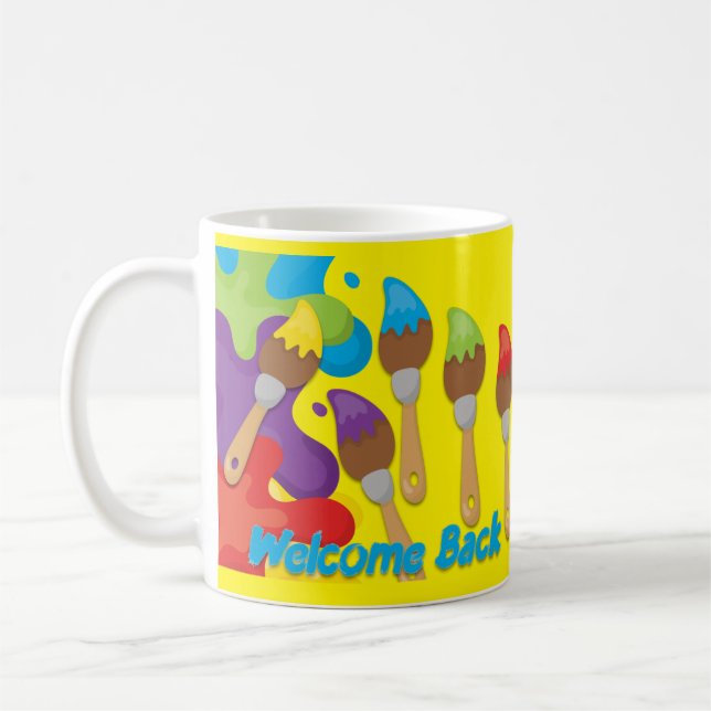 Welcome Back Paintbrushes Primary Colors  Kaffemugg (Vänster)
