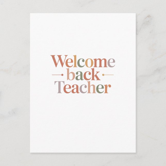 Welcome Back Teacher Vykort (Framsida)