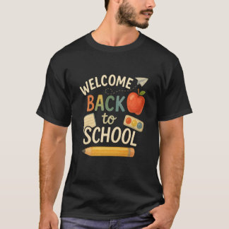 Welcome Back to School - Cute Apple Watercolor Sty T Shirt