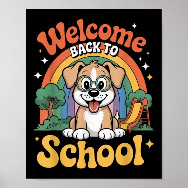 Welcome Back To School Cute Dog Kids First Day Of  Poster (Framsidan)