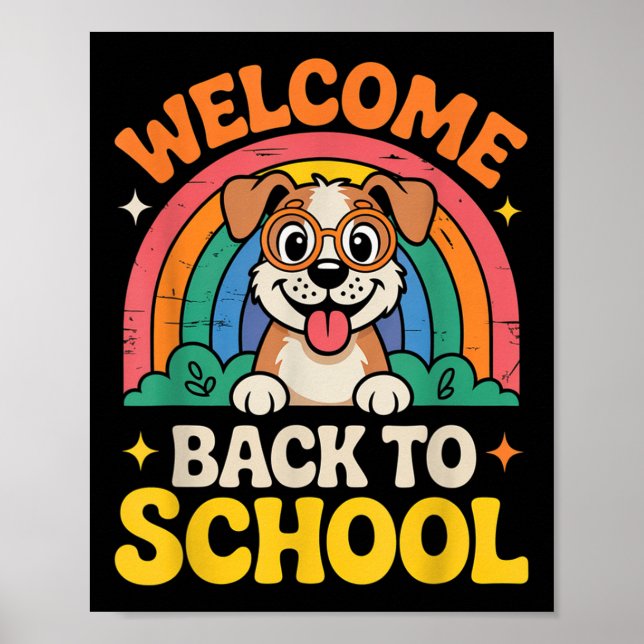 Welcome Back To School Cute Dog Kids Fun First Day Poster (Framsidan)