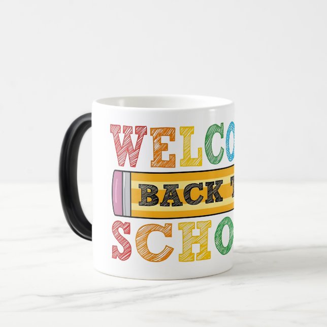 Welcome Back to School – Pencil Illustration Magisk Mugg (Framsida vänster)
