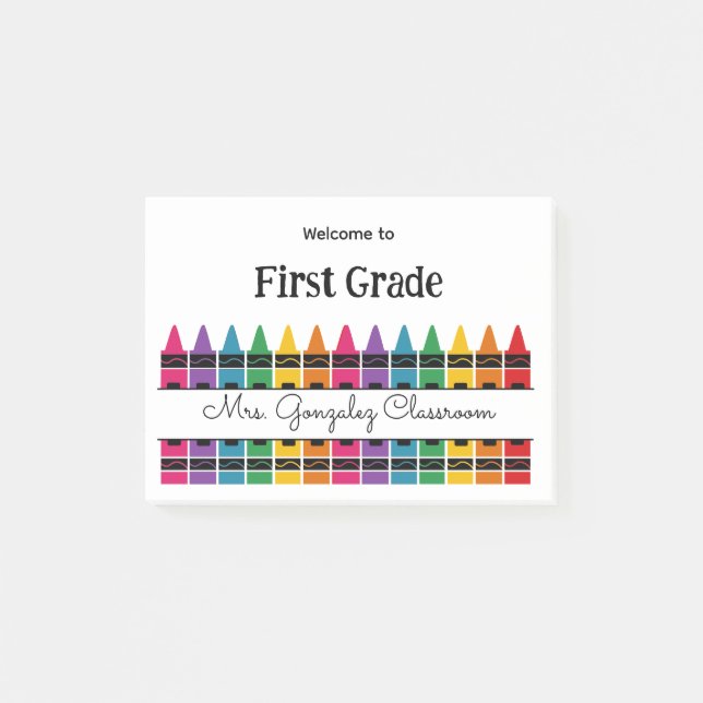 Welcome Back to School Rainbow Crayon  Post-it Block (Framsida)