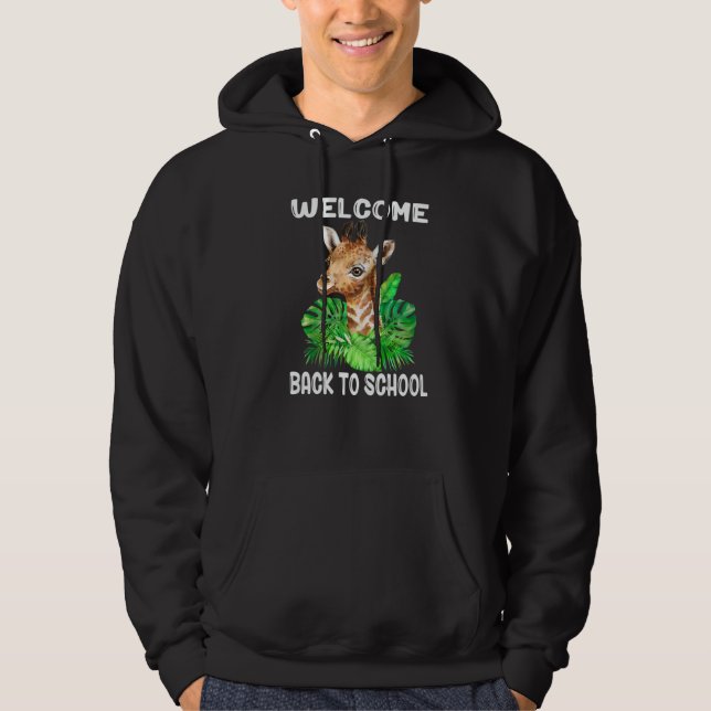 Welcome Back To School With Baby Giraffe For Boys  Hoodie (Framsida)