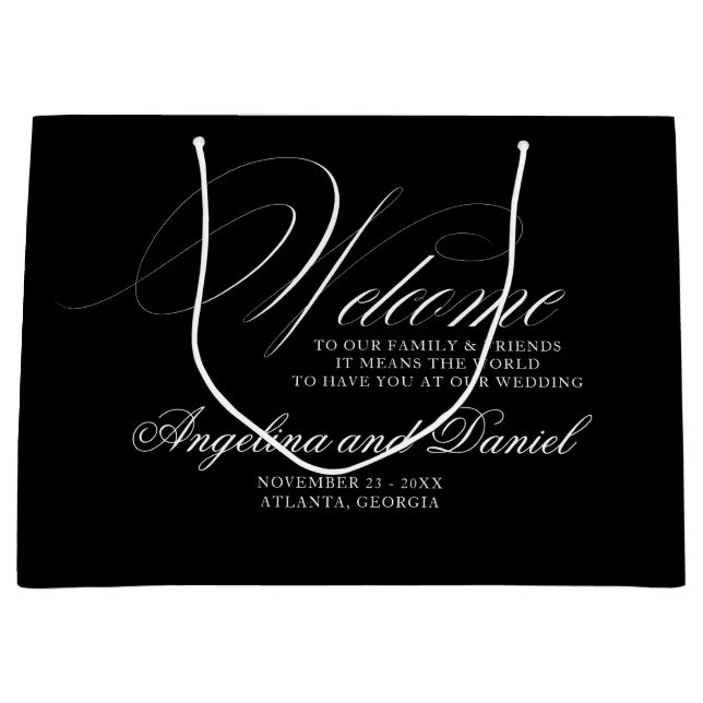 Welcome Black Bags For Wedding Guests (Framsidan)