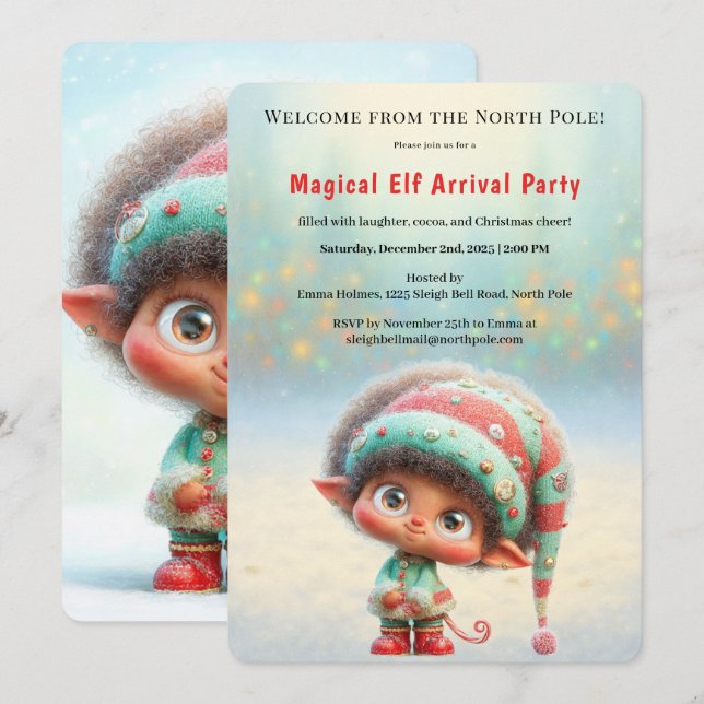 Welcome Elf Party | North Pole Arrival Celebration Inbjudningar (Fram/baksida)