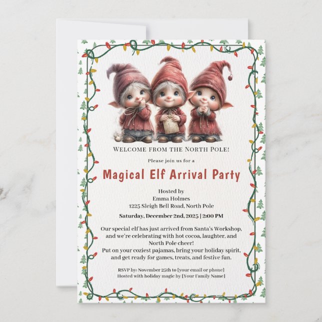 Welcome Elf Party | North Pole Arrival Celebration Inbjudningar (Framsida)