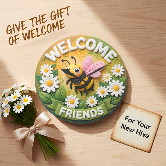 Welcome Friends Honey Bee Spring Stor Klocka (Skapare uppladdad)