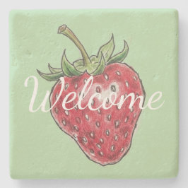 Welcome hand drawn strawberry Cute red fruit Stenunderlägg