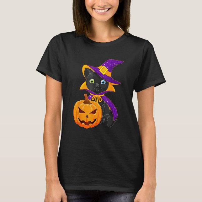 Welcome Happy Hat Cat Halloween 2023 Devil Face Pu T Shirt (Framsida)