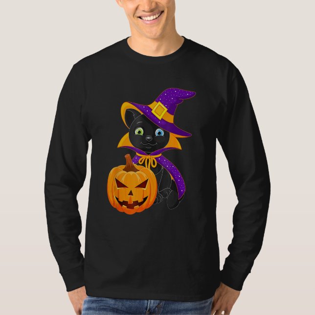 Welcome Happy Hat Cat Halloween 2023 Devil Face Pu T Shirt (Framsida)