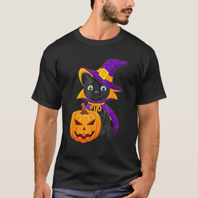 Welcome Happy Hat Cat Halloween 2023 Devil Face Pu T Shirt (Framsida)