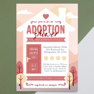 "Welcome Home" Adoption Child / Baby Shower Inbjudningar