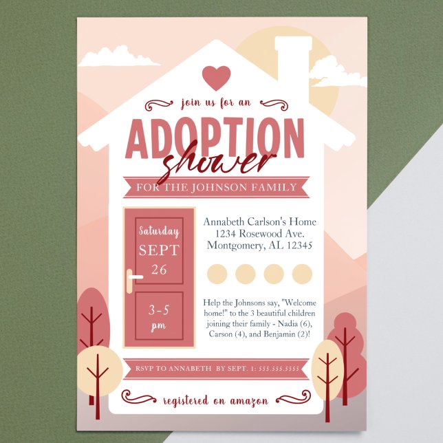 "Welcome Home" Adoption Child / Baby Shower Inbjudningar ("welcome home" adoption child / baby shower invitation. gender neutral boy or girl foster care adopt)