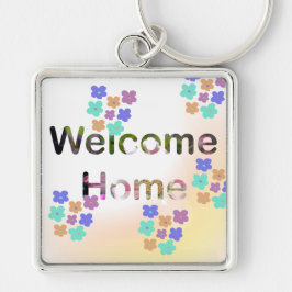Welcome Home Housewarming Gift Fyrkantig Silverfärgad Nyckelring