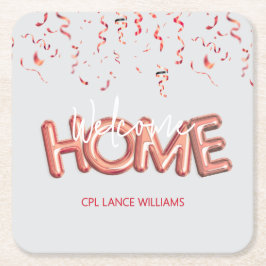 Welcome Home Patriotic Military Hero Party Underlägg Papper Kvadrat