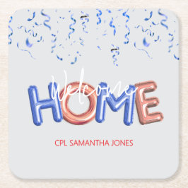 Welcome Home Patriotic Military Hero Party Underlägg Papper Kvadrat