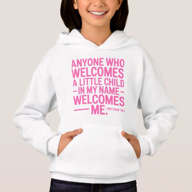 Welcome Kids Cozy Hoodie Design T Shirt (Framsida)