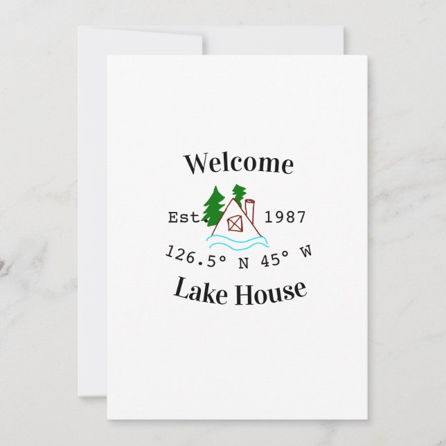 Welcome lake house corrdinated est. Year mountain  Inbjudningar (Framsida)