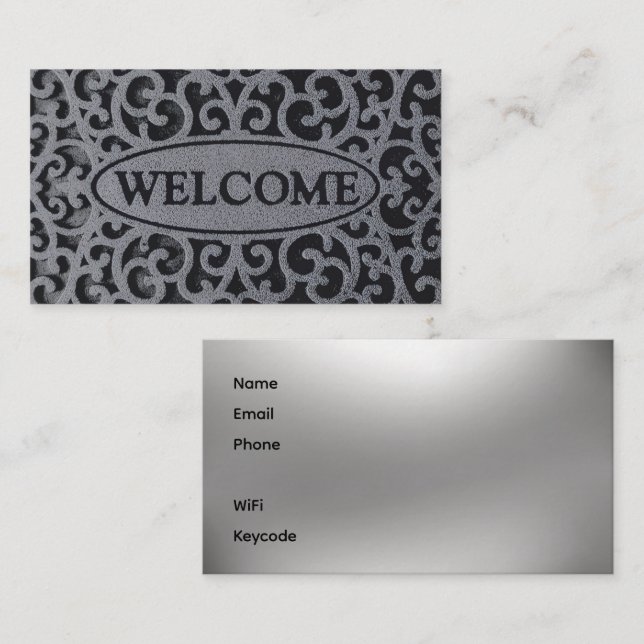 Welcome Mat Vacation Rentals Business Card Visitkort (Fram/baksida)