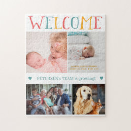 WELCOME nyfödd bebis, anpassningsbar foto collage Pussel