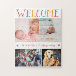 WELCOME nyfödd bebis, anpassningsbar foto collage Pussel