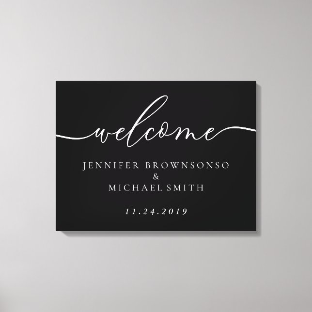 Welcome Party Simple Wedding Modern black Canvastryck (Framsida)