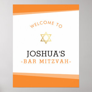 WELCOME POSTER pub mitzvah enkel fet orange