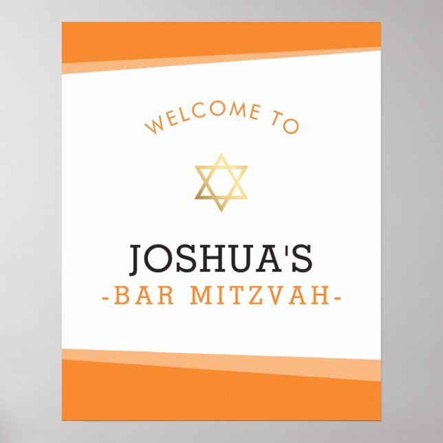 WELCOME POSTER pub mitzvah enkel fet orange (Framsidan)
