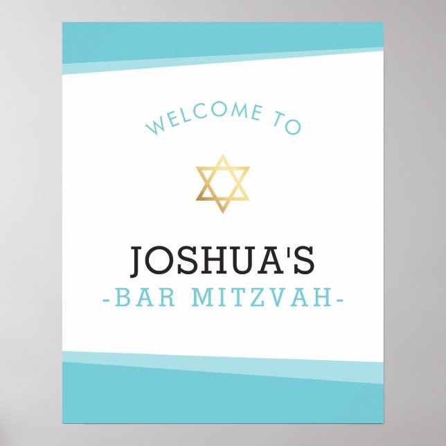 WELCOME POSTER pub mitzvah, enkelt turkoshöjande b (Framsidan)