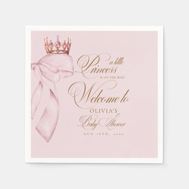 Welcome Princess  Baby Shower Gold Pink Girl  Pappersservett (Framsidan)