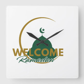 Welcome Ramadan Wall Clock – Islamic Mosque Cresce Fyrkantig Klocka