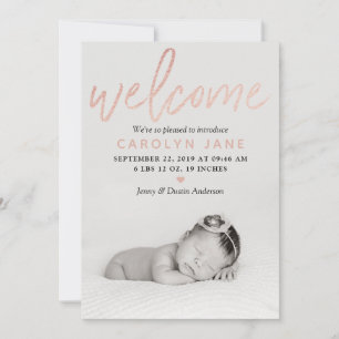 "Welcome" Ro Gold Foil Photo Birth Meddelande