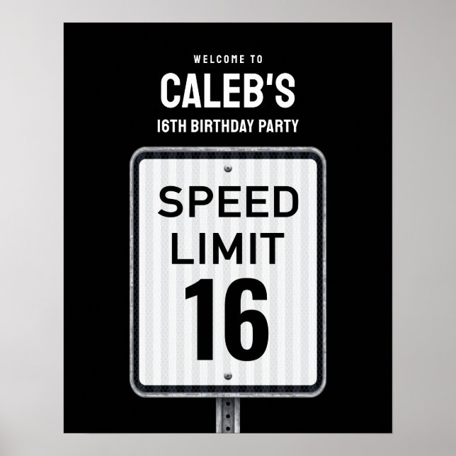 Welcome sign 16th Birthday Speed Limit  Poster (Framsidan)