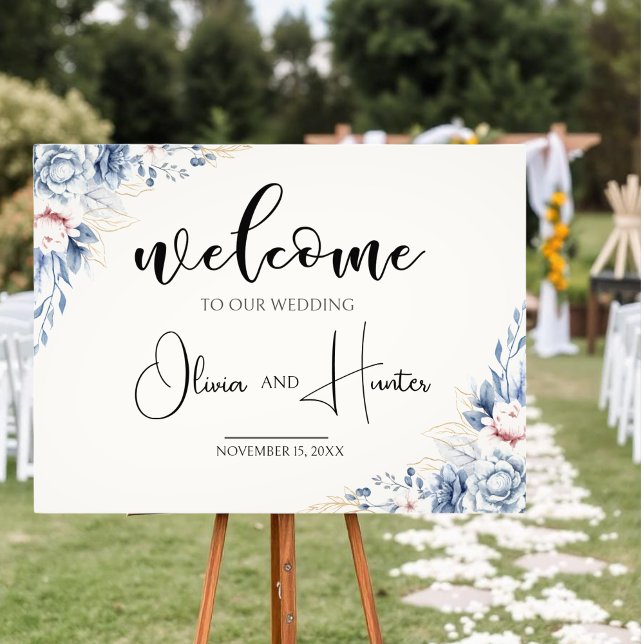 Welcome sign template for wedding with blush pink  fototryck (Skapare uppladdad)