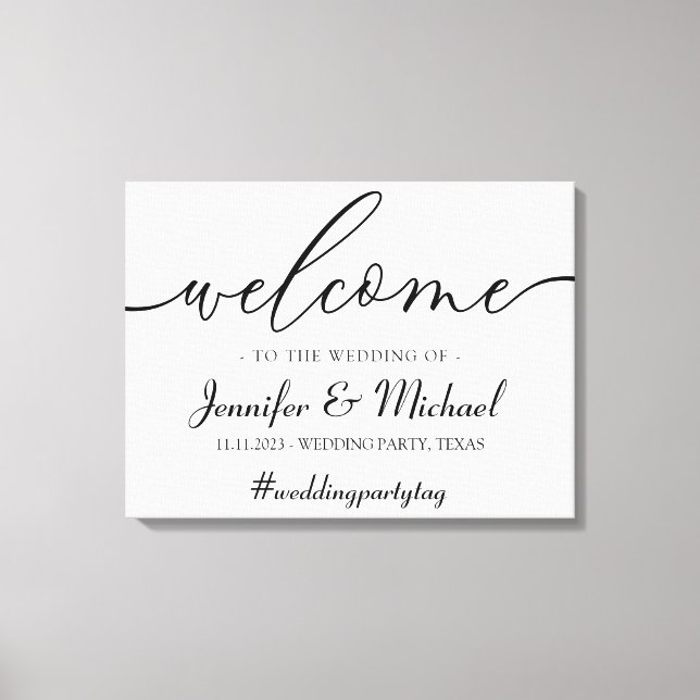 Welcome signature wedding simple minimal party canvastryck (Framsida)