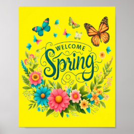 Welcome spring floral poster