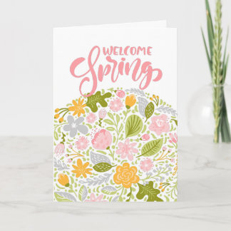 Welcome Spring Greeting Card Floral Arrangement Kort