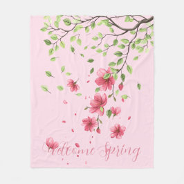 Welcome Spring with Romantic Pink Cherry Blossom Fleecefilt