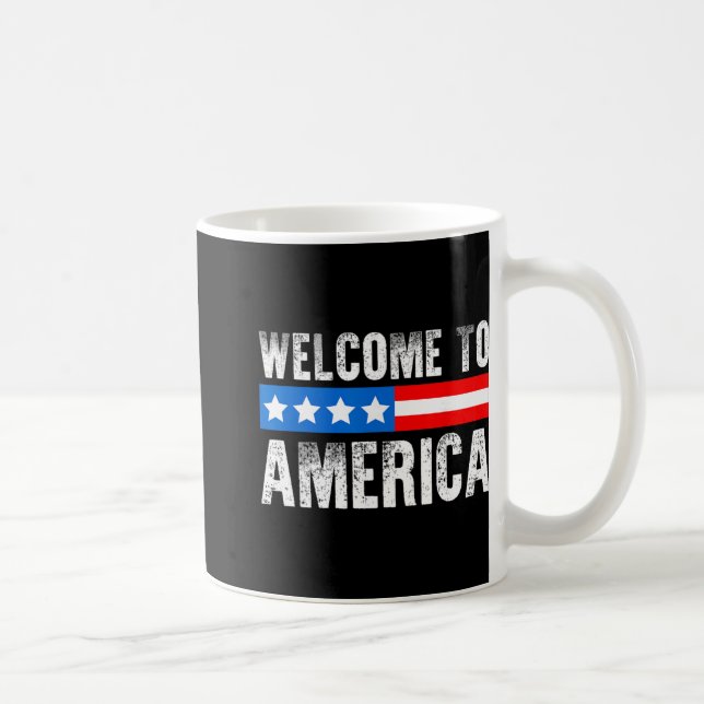 Welcome To America Patriotic Usa Flag New American Kaffemugg (Höger)
