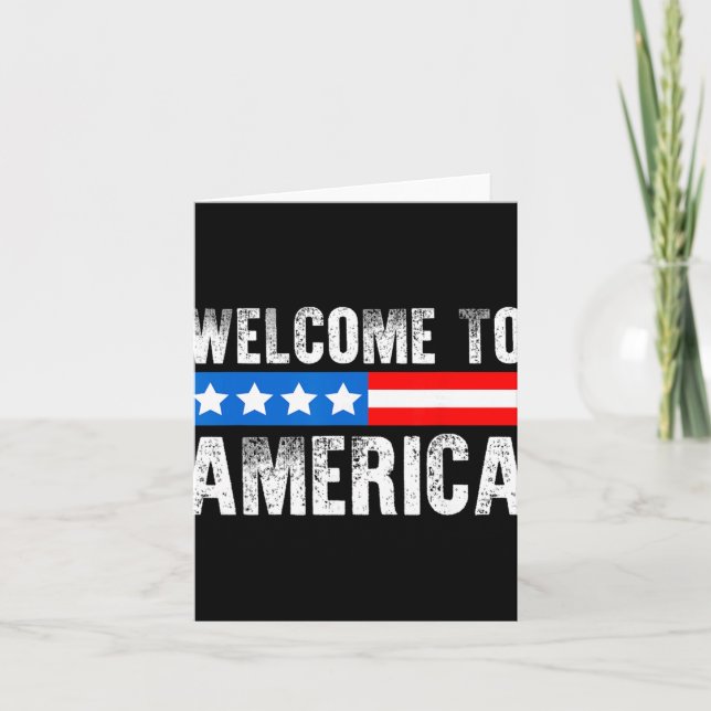 Welcome To America Patriotic Usa Flag New American Kort (Framsida)