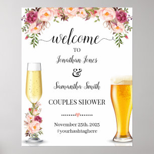 Welcome to bubbles and brews couples shower sign poster