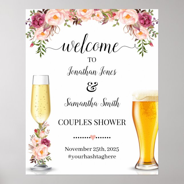 Welcome to bubbles and brews couples shower sign poster (Framsidan)