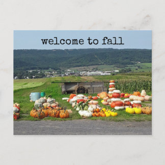 welcome to fall pumpkin farm post card vykort