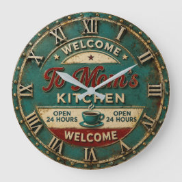 Welcome to Mom's Kitchen Vintage Coffee Farmhouse Stor Klocka