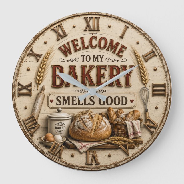 Welcome to My Bakery Baker Gift Stor Klocka (Framsida)