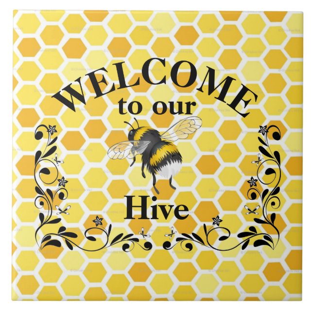 Welcome to our bee hive   kakelplatta (Framsidan)